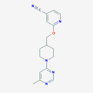 molecular formula C17H19N5O B2378940 2-[[1-(6-Methylpyrimidin-4-yl)piperidin-4-yl]methoxy]pyridine-4-carbonitrile CAS No. 2415509-26-9