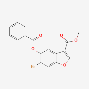 molecular formula C18H13BrO5 B2378942 Methyl 5-(benzoyloxy)-6-bromo-2-methyl-1-benzofuran-3-carboxylate CAS No. 308295-53-6