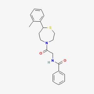 molecular formula C21H24N2O2S B2378951 N-(2-oxo-2-(7-(o-tolyl)-1,4-thiazepan-4-yl)ethyl)benzamide CAS No. 1705507-03-4