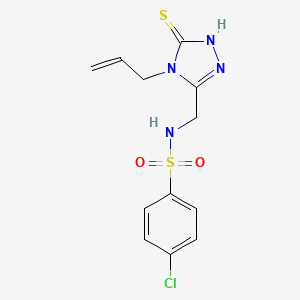 molecular formula C12H13ClN4O2S2 B2378954 N-[(4-allyl-5-sulfanyl-4H-1,2,4-triazol-3-yl)methyl]-4-chlorobenzenesulfonamide CAS No. 338421-81-1