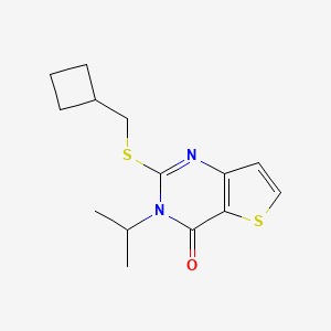 molecular formula C14H18N2OS2 B2378969 2-(Cyclobutylmethylsulfanyl)-3-propan-2-ylthieno[3,2-d]pyrimidin-4-one CAS No. 2379975-97-8