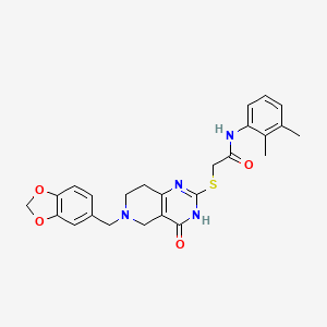 molecular formula C25H26N4O4S B2378976 2-((6-(Benzo[d][1,3]dioxol-5-ylmethyl)-4-oxo-3,4,5,6,7,8-hexahydropyrido[4,3-d]pyrimidin-2-yl)thio)-N-(2,3-dimethylphenyl)acetamid CAS No. 946234-83-9