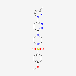 molecular formula C19H22N6O3S B2378978 3-(4-((4-methoxyphenyl)sulfonyl)piperazin-1-yl)-6-(3-methyl-1H-pyrazol-1-yl)pyridazine CAS No. 1013818-63-7