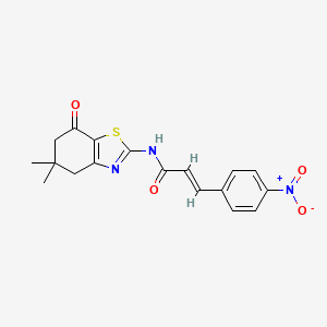 molecular formula C18H17N3O4S B2378990 (E)-N-(5,5-dimethyl-7-oxo-4,5,6,7-tetrahydrobenzo[d]thiazol-2-yl)-3-(4-nitrophenyl)acrylamide CAS No. 307327-09-9