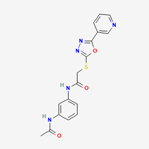 molecular formula C17H15N5O3S B2378991 N-(3-acetamidophenyl)-2-[(5-pyridin-3-yl-1,3,4-oxadiazol-2-yl)sulfanyl]acetamide CAS No. 900009-29-2