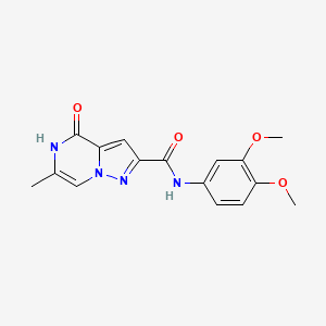 molecular formula C16H16N4O4 B2378993 N-(3,4-dimethoxyphenyl)-6-methyl-4-oxo-4,5-dihydropyrazolo[1,5-a]pyrazine-2-carboxamide CAS No. 1775524-71-4