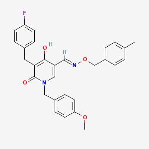 molecular formula C29H27FN2O4 B2379003 5-(4-fluorobenzyl)-4-hydroxy-1-(4-methoxybenzyl)-6-oxo-1,6-dihydro-3-pyridinecarbaldehyde O-(4-methylbenzyl)oxime CAS No. 477846-01-8