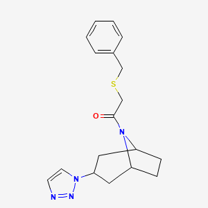 molecular formula C18H22N4OS B2379012 2-(benzylsulfanyl)-1-[3-(1H-1,2,3-triazol-1-yl)-8-azabicyclo[3.2.1]octan-8-yl]ethan-1-one CAS No. 2195953-71-8
