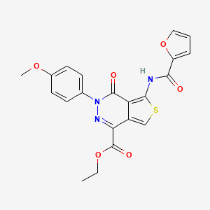 molecular formula C21H17N3O6S B2379023 Ethyl 5-(furan-2-carbonylamino)-3-(4-methoxyphenyl)-4-oxothieno[3,4-d]pyridazine-1-carboxylate CAS No. 851977-72-5