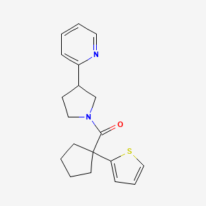 molecular formula C19H22N2OS B2379035 (3-(Pyridin-2-yl)pyrrolidin-1-yl)(1-(thiophen-2-yl)cyclopentyl)methanone CAS No. 1421490-98-3