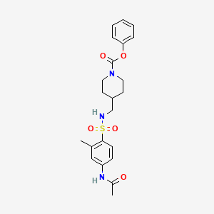 molecular formula C22H27N3O5S B2379127 Phenyl 4-((4-acetamido-2-methylphenylsulfonamido)methyl)piperidine-1-carboxylate CAS No. 1234931-00-0
