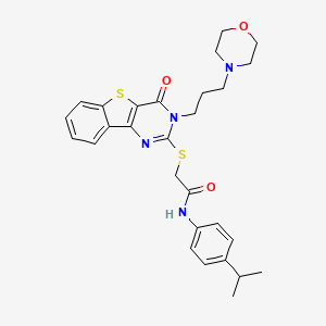 2-[[3-(3-morpholin-4-ylpropyl)-4-oxo-[1]benzothiolo[3,2-d]pyrimidin-2-yl]sulfanyl]-N-(4-propan-2-ylphenyl)acetamide