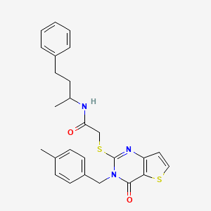 2-((3-(4-methylbenzyl)-4-oxo-3,4-dihydrothieno[3,2-d]pyrimidin-2-yl)thio)-N-(4-phenylbutan-2-yl)acetamide