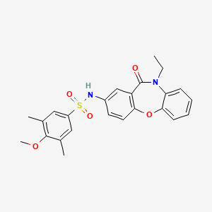 molecular formula C24H24N2O5S B2379131 N-(10-乙基-11-氧代-10,11-二氢二苯并[b,f][1,4]恶杂环庚-2-基)-4-甲氧基-3,5-二甲基苯磺酰胺 CAS No. 922010-93-3