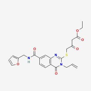 Ethyl 4-[7-(furan-2-ylmethylcarbamoyl)-4-oxo-3-prop-2-enylquinazolin-2-yl]sulfanyl-3-oxobutanoate