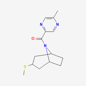 molecular formula C14H19N3OS B2379138 (5-methylpyrazin-2-yl)((1R,5S)-3-(methylthio)-8-azabicyclo[3.2.1]octan-8-yl)methanone CAS No. 1788560-72-4