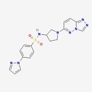 molecular formula C18H18N8O2S B2379142 N-(1-([1,2,4]triazolo[4,3-b]pyridazin-6-yl)pyrrolidin-3-yl)-4-(1H-pyrazol-1-yl)benzenesulfonamide CAS No. 2034231-41-7