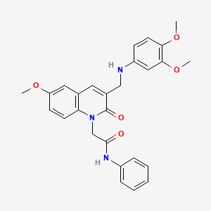 molecular formula C27H27N3O5 B2379146 2-(3-(((3,4-dimethoxyphenyl)amino)methyl)-6-methoxy-2-oxoquinolin-1(2H)-yl)-N-phenylacetamide CAS No. 894562-71-1