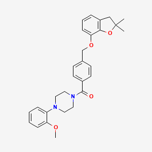 molecular formula C29H32N2O4 B2379182 (4-(((2,2-Dimethyl-2,3-dihydrobenzofuran-7-yl)oxy)methyl)phenyl)(4-(2-methoxyphenyl)piperazin-1-yl)methanone CAS No. 941947-99-5