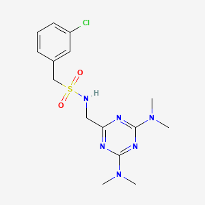molecular formula C15H21ClN6O2S B2379187 N-((4,6-bis(dimethylamino)-1,3,5-triazin-2-yl)methyl)-1-(3-chlorophenyl)methanesulfonamide CAS No. 2034519-38-3