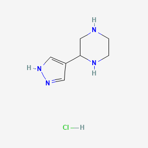 molecular formula C7H13ClN4 B2379203 2-(1H-Pyrazol-4-yl)piperazine;hydrochloride CAS No. 2126178-38-7