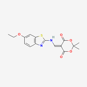 molecular formula C16H16N2O5S B2379217 5-{[(6-Ethoxy-1,3-benzothiazol-2-yl)amino]methylene}-2,2-dimethyl-1,3-dioxane-4,6-dione CAS No. 1023845-26-2