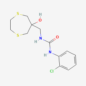 molecular formula C13H17ClN2O2S2 B2379236 1-(2-Chlorophenyl)-3-[(6-hydroxy-1,4-dithiepan-6-yl)methyl]urea CAS No. 2415573-10-1