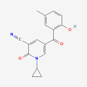 molecular formula C17H14N2O3 B2379245 1-Cyclopropyl-5-(2-hydroxy-5-methylbenzoyl)-2-oxo-1,2-dihydropyridine-3-carbonitrile CAS No. 554407-87-3