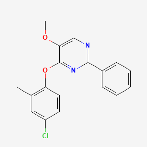 molecular formula C18H15ClN2O2 B2379248 4-(4-Chloro-2-methylphenoxy)-5-methoxy-2-phenylpyrimidine CAS No. 478029-69-5