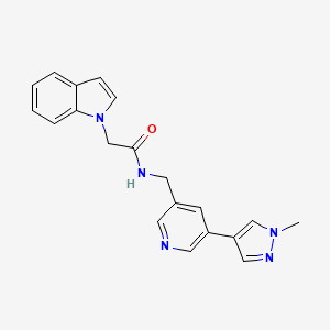 molecular formula C20H19N5O B2379251 2-(1H-吲哚-1-基)-N-((5-(1-甲基-1H-吡唑-4-基)吡啶-3-基)甲基)乙酰胺 CAS No. 2034308-62-6