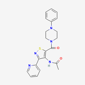 molecular formula C21H21N5O2S B2379257 N-(5-(4-phenylpiperazine-1-carbonyl)-3-(pyridin-2-yl)isothiazol-4-yl)acetamide CAS No. 1251543-23-3