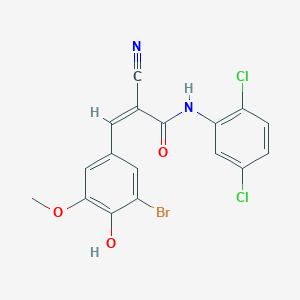 molecular formula C17H11BrCl2N2O3 B2379260 (Z)-3-(3-bromo-4-hydroxy-5-methoxyphenyl)-2-cyano-N-(2,5-dichlorophenyl)prop-2-enamide CAS No. 2158211-88-0