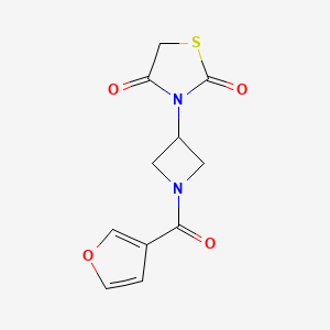 molecular formula C11H10N2O4S B2379275 3-(1-(呋喃-3-羰基)氮杂环丁-3-基)噻唑烷-2,4-二酮 CAS No. 2034493-21-3