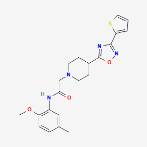 molecular formula C21H24N4O3S B2379277 N-(2-甲氧基-5-甲基苯基)-2-{4-[3-(2-噻吩基)-1,2,4-恶二唑-5-基]哌啶-1-基}乙酰胺 CAS No. 1251703-77-1
