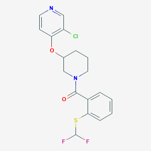 molecular formula C18H17ClF2N2O2S B2379282 (3-((3-氯吡啶-4-基)氧基)哌啶-1-基)(2-((二氟甲基)硫代)苯基)甲苯酮 CAS No. 2034526-99-1