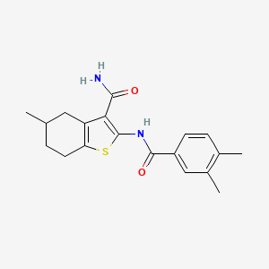 molecular formula C19H22N2O2S B2379283 2-(3,4-二甲基苯甲酰胺)-5-甲基-4,5,6,7-四氢苯并[b]噻吩-3-甲酰胺 CAS No. 476284-02-3