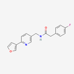 molecular formula C18H15FN2O2 B2379290 2-(4-fluorophenyl)-N-((6-(furan-3-yl)pyridin-3-yl)methyl)acetamide CAS No. 2034226-76-9