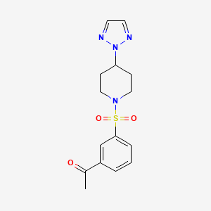 molecular formula C15H18N4O3S B2379292 1-(3-((4-(2H-1,2,3-triazol-2-yl)piperidin-1-yl)sulfonyl)phenyl)ethanone CAS No. 2201041-22-5