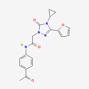 molecular formula C19H18N4O4 B2379301 N-(4-acetylphenyl)-2-(4-cyclopropyl-3-(furan-2-yl)-5-oxo-4,5-dihydro-1H-1,2,4-triazol-1-yl)acetamide CAS No. 1797061-02-9