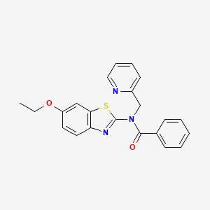 molecular formula C22H19N3O2S B2379304 N-(6-ethoxybenzo[d]thiazol-2-yl)-N-(pyridin-2-ylmethyl)benzamide CAS No. 899964-62-6