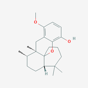 molecular formula C22H32O3 B237931 (10R,11S,14S)-7-Methoxy-10,11,15,15-tetramethyl-2-oxatetracyclo[8.8.0.01,14.03,8]octadeca-3,5,7-trien-4-ol CAS No. 136978-48-8