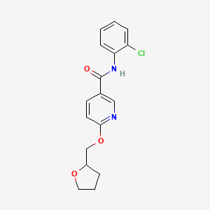 molecular formula C17H17ClN2O3 B2379313 N-(2-chlorophenyl)-6-((tetrahydrofuran-2-yl)methoxy)nicotinamide CAS No. 2034237-52-8