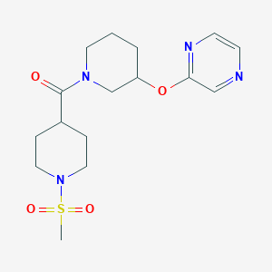 molecular formula C16H24N4O4S B2379315 (1-(Methylsulfonyl)piperidin-4-yl)(3-(pyrazin-2-yloxy)piperidin-1-yl)methanone CAS No. 2034252-06-5
