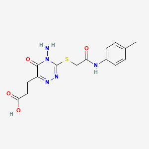 3-[4-Amino-3-[2-(4-methylanilino)-2-oxoethyl]sulfanyl-5-oxo-1,2,4-triazin-6-yl]propanoic acid