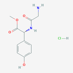 molecular formula C11H15ClN2O4 B2379321 Methyl (2R)-2-[(2-aminoacetyl)amino]-2-(4-hydroxyphenyl)acetate;hydrochloride CAS No. 2375247-61-1