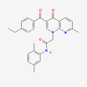molecular formula C28H27N3O3 B2379328 N-(2,5-二甲苯基)-2-(3-(4-乙基苯甲酰)-7-甲基-4-氧代-1,8-萘啶-1(4H)-基)乙酰胺 CAS No. 894885-65-5