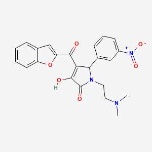molecular formula C23H21N3O6 B2379342 4-(benzofuran-2-carbonyl)-1-(2-(dimethylamino)ethyl)-3-hydroxy-5-(3-nitrophenyl)-1H-pyrrol-2(5H)-one CAS No. 618364-98-0
