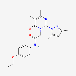 molecular formula C21H25N5O3 B2379343 2-[2-(3,5-二甲基吡唑-1-基)-4,5-二甲基-6-氧代嘧啶-1-基]-N-(4-乙氧苯基)乙酰胺 CAS No. 1002217-77-7