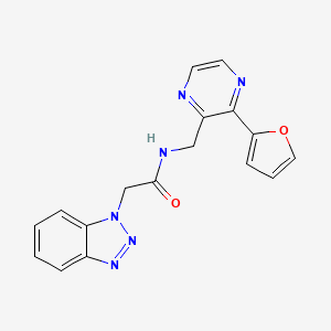 molecular formula C17H14N6O2 B2379347 2-(1H-苯并[d][1,2,3]三唑-1-基)-N-((3-(呋喃-2-基)吡嗪-2-基)甲基)乙酰胺 CAS No. 2034362-33-7