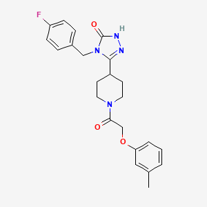 molecular formula C23H25FN4O3 B2379351 4-(4-fluorobenzyl)-5-{1-[(3-methylphenoxy)acetyl]piperidin-4-yl}-2,4-dihydro-3H-1,2,4-triazol-3-one CAS No. 1775379-05-9